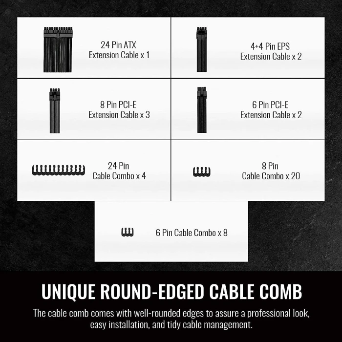 Thermaltake Sleeved Cable Black 300mm