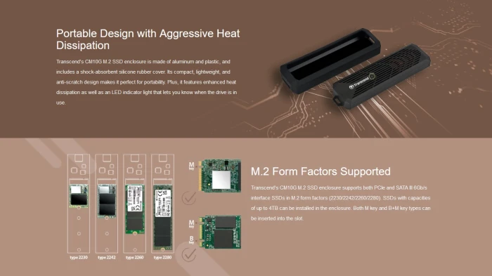Transcend CM10G M.2 PCIe/SATA Case