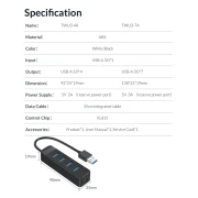 Orico хъб USB3.0 HUB 7 port - Type C input, 0.15m cable, aux Type-C power input - TWU3-7A-BK