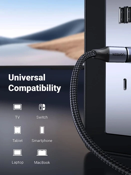 Ugreen кабел USB3.1 Type-C Gen2 M/M US355, 10Gbps, 100W, 5A, 1m - 80150