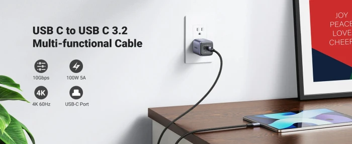 Ugreen кабел USB3.1 Type-C Gen2 M/M US355, 10Gbps, 100W, 5A, 1m - 80150