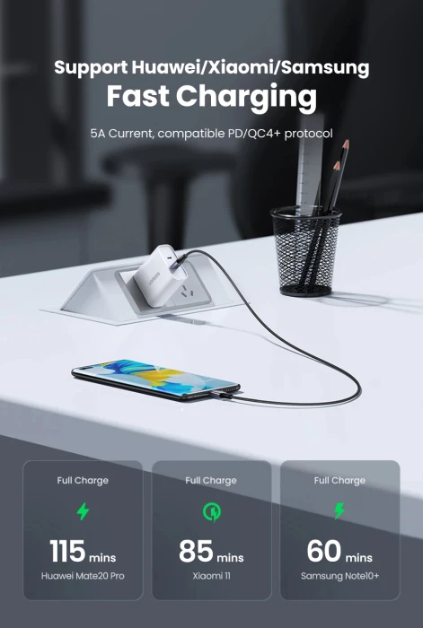 Ugreen кабел USB 2.0 Type-C M/M US535, 240W, 5A, 2m - 90440