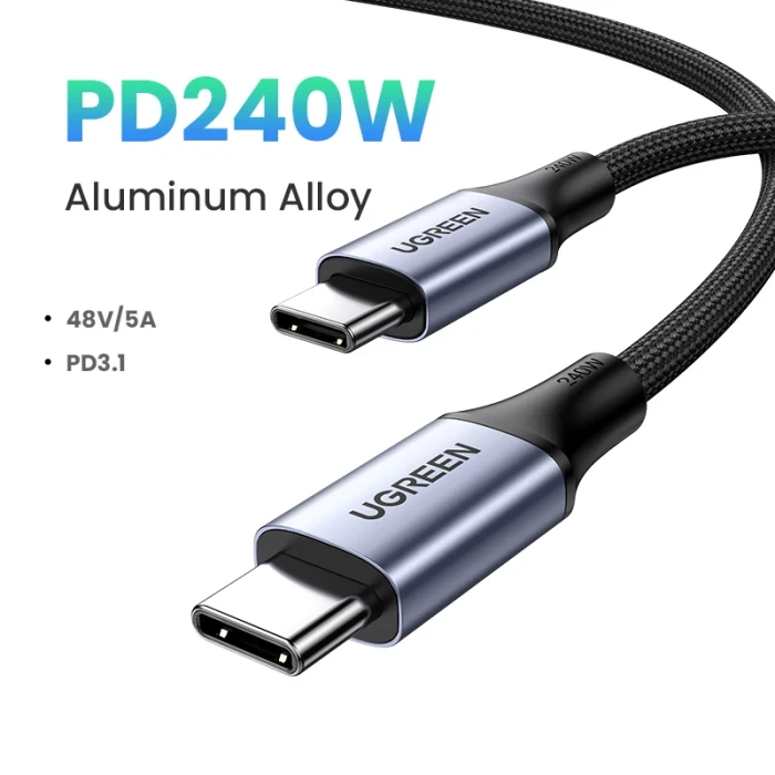 Ugreen кабел USB 2.0 Type-C M/M US535, 240W, 5A, 2m - 90440