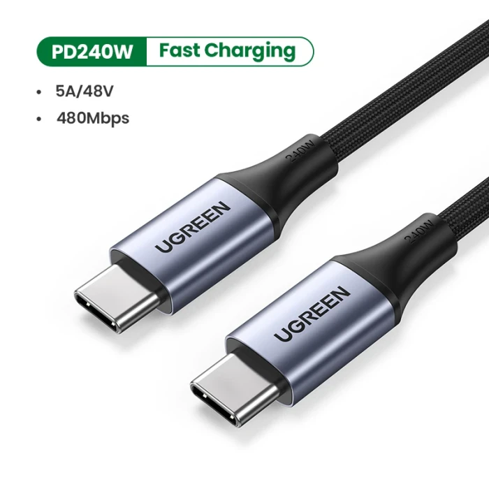 Ugreen кабел USB 2.0 Type-C M/M US535, 240W, 5A, 2m - 90440