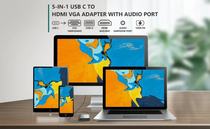 VCom докинг станция Docking Station Type-C Power Distribution 3.0 100W - HDMI, Type-C x 1, USB3.0 - CU4511