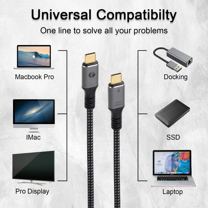 VCom USB-C 40Gbps 240W - 1.2m