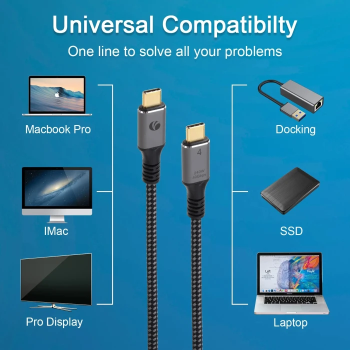 VCom USB-C 40Gbps 240W - 1.2m