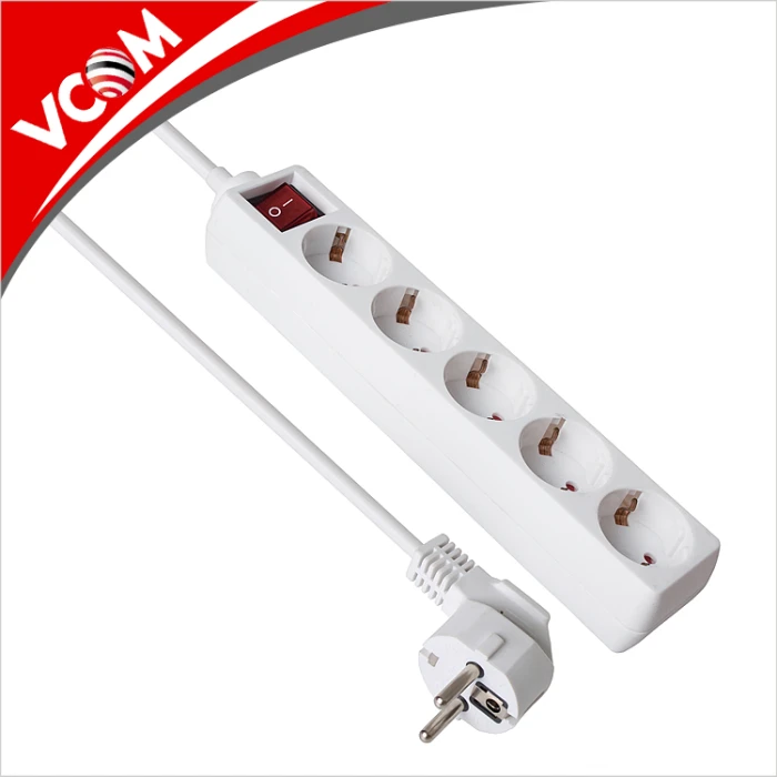 VCom разклонител пет гнезда с копче Power Board 5 SCHUKO - CE225-1.5m