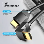 Vention Кабел HDMI Right Angle 90 Degree v2.0 M / M 4K/60Hz Gold - 2M Black - AARBH