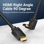 Vention Кабел HDMI Right Angle 90 Degree v2.0 M / M 4K/60Hz Gold - 2M Black - AARBH