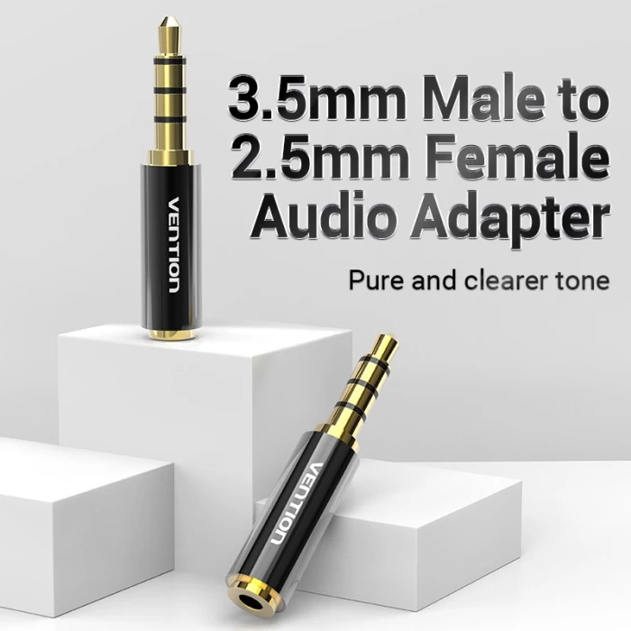 Vention адаптер Adapter Audio 3.5mm M / 2.5mm F  Black Metal - BFBB0