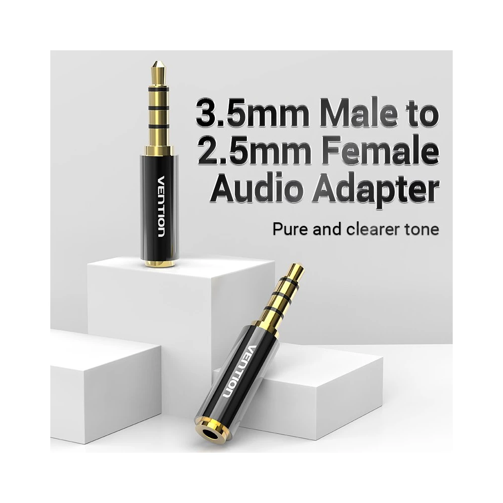 Vention адаптер Adapter Audio 3.5mm M / 2.5mm F  Black Metal - BFBB0