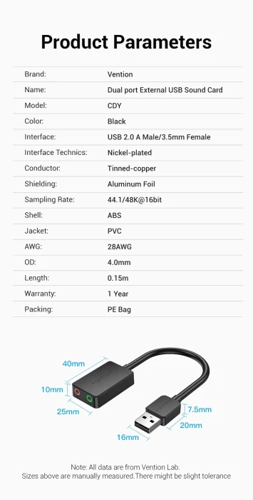 Vention външна звукова карта CDYB0