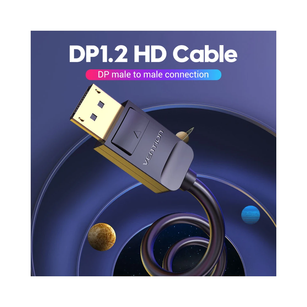 Vention Кабел Cable - Display Port v1.2 DP M / M Black 4K 2M - HACBH