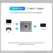 Vention Разклонител превключвател HDMI 2.0 Switcher/Splitter 2-Port Bi-Direction - Silver Aluminium - AFUH0