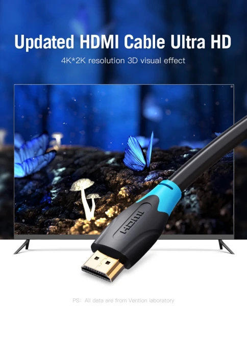 Vention Кабел HDMI v2.0 M / M 4K/60Hz Gold - 1.5M Black - AACBG