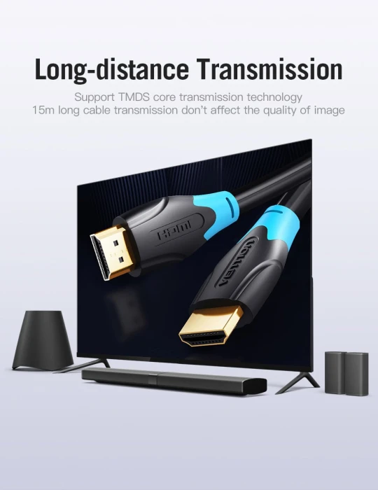 Vention Кабел HDMI v2.0 M / M 4K/60Hz Gold - 1.5M Black - AACBG
