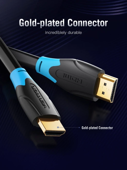 Vention Кабел HDMI v2.0 M / M 4K/60Hz Gold - 0.75M Black - AACBE