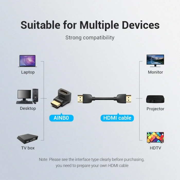 Vention Адаптер Adapter HDMI Right Angle 270 Degree M/F - AINB0