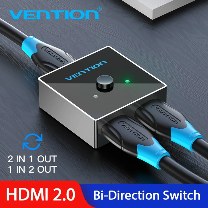 Vention Разклонител превключвател HDMI 2.0 Switcher/Splitter 2-Port Bi-Direction - Grey Aluminium - AFLH0