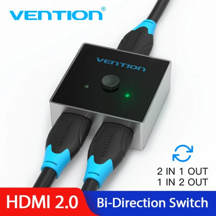 Vention Разклонител превключвател HDMI 2.0 Switcher/Splitter 2-Port Bi-Direction - Grey Aluminium - AFLH0