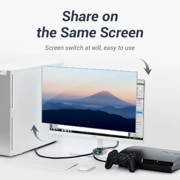 Vention Разклонител превключвател HDMI 2.0 Switcher/Splitter 2-Port Bi-Direction - Grey Aluminium - AFLH0