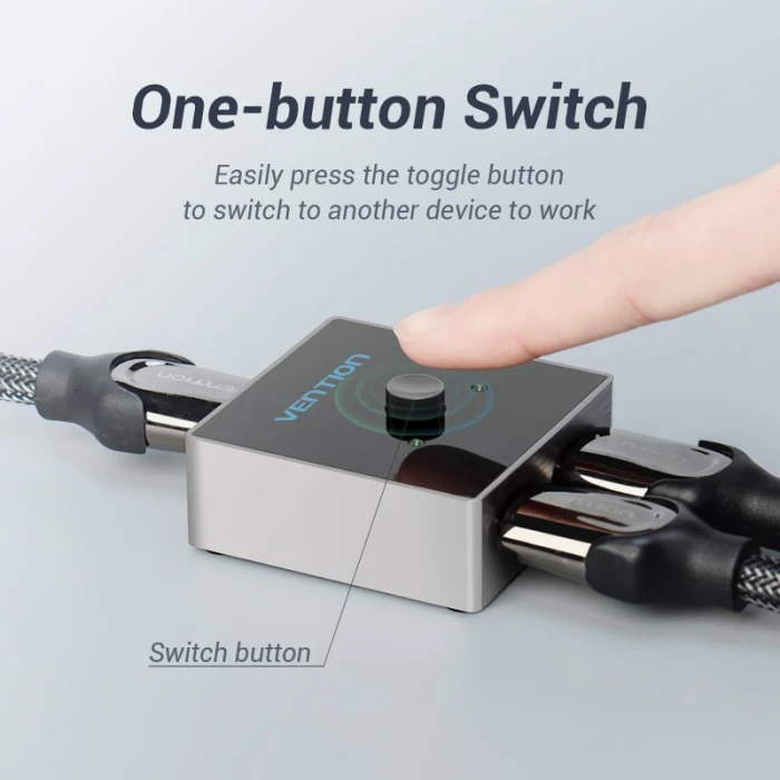 Vention Разклонител превключвател HDMI 2.0 Switcher/Splitter 2-Port Bi-Direction - Grey Aluminium - AFLH0