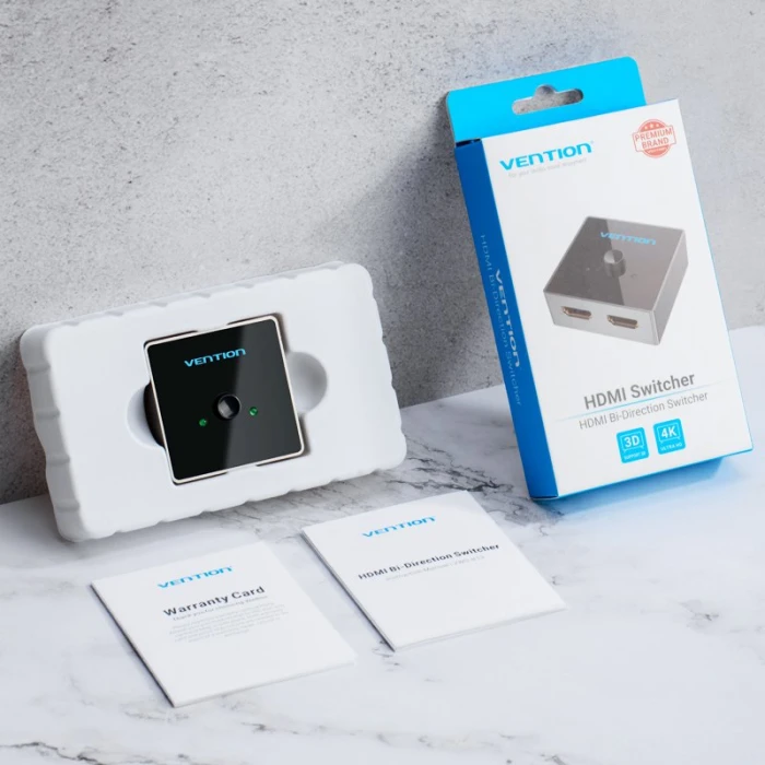 Vention Разклонител превключвател HDMI 2.0 Switcher/Splitter 2-Port Bi-Direction - Grey Aluminium - AFLH0