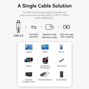 Vention кабел USB4.0 Type-C/Type-C 40Gbps, 240W 1m - TAVHF