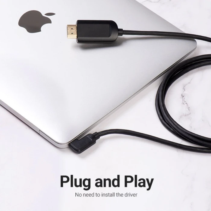 Vention Кабел Type-C to HDMI Cable Right Angle 1.5M Black - CGVBG