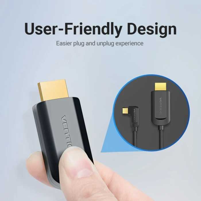Vention Кабел Type-C to HDMI Cable Right Angle 1.5M Black - CGVBG