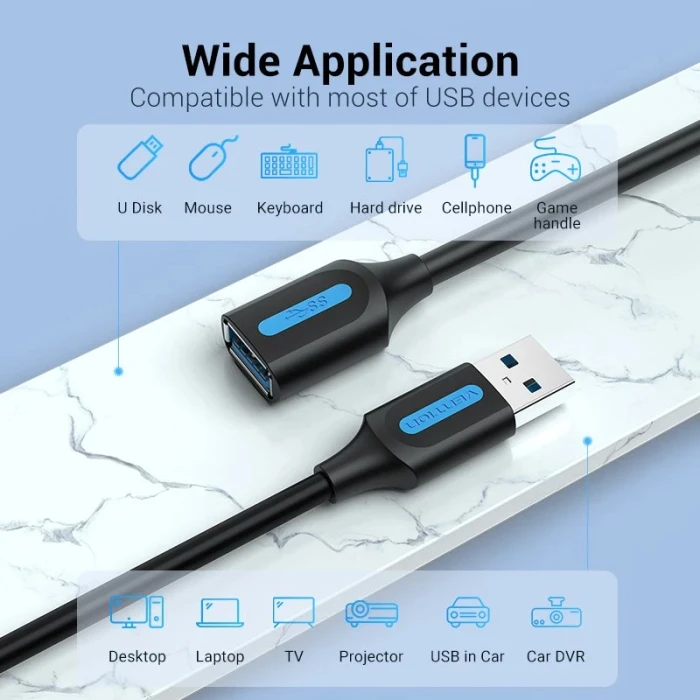 Vention USB 3.0  Extension AM / AF - 3.0m
