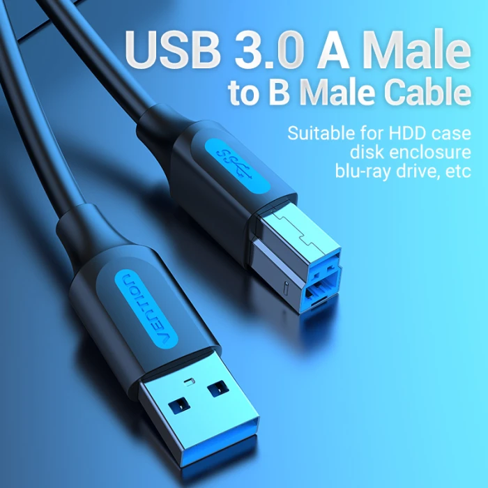 Vention Кабел USB 3.0 AM / BM - 1.5M Black - COOBG