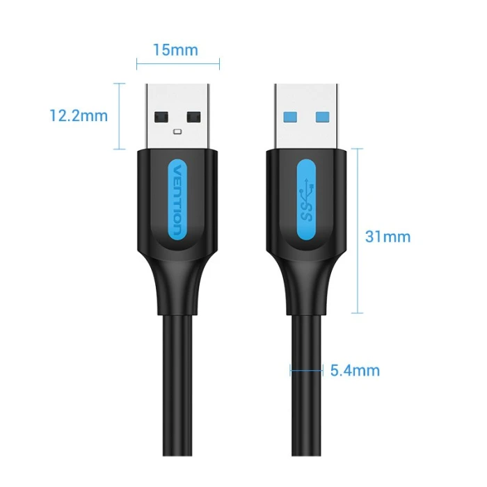 Vention Кабел USB 3.0 AM / AM - 1.5M Black - CONBG