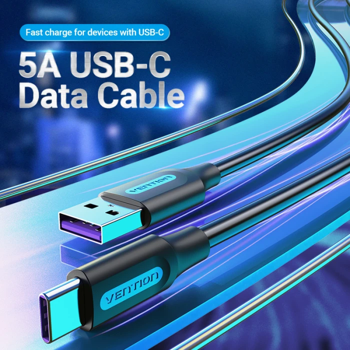 Vention Кабел USB 3.1 Type-C / USB 2.0 AM - 0.5M Black 5A Fast Charge - CORBD
