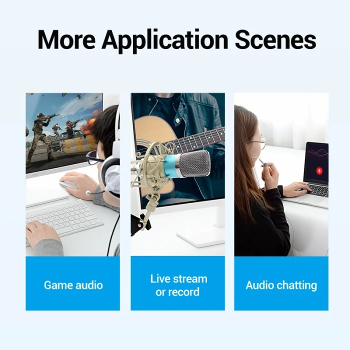 Vention външна звукова карта USB Sound card - Headphones, Mic, Silver - VAB-S13