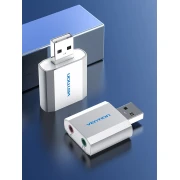 Vention външна звукова карта USB Sound card - Headphones, Mic, Silver - VAB-S13