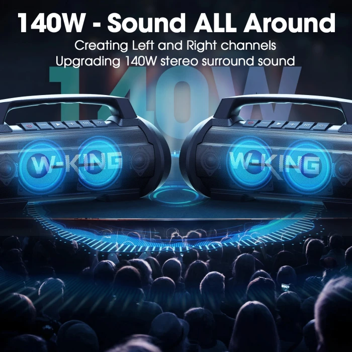 W-King Блутут парти колонка D10 Black - 70W