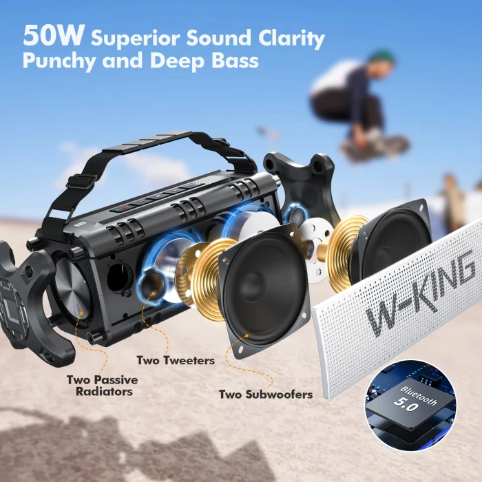 W-King Блутут колонка D8 Black - 50W