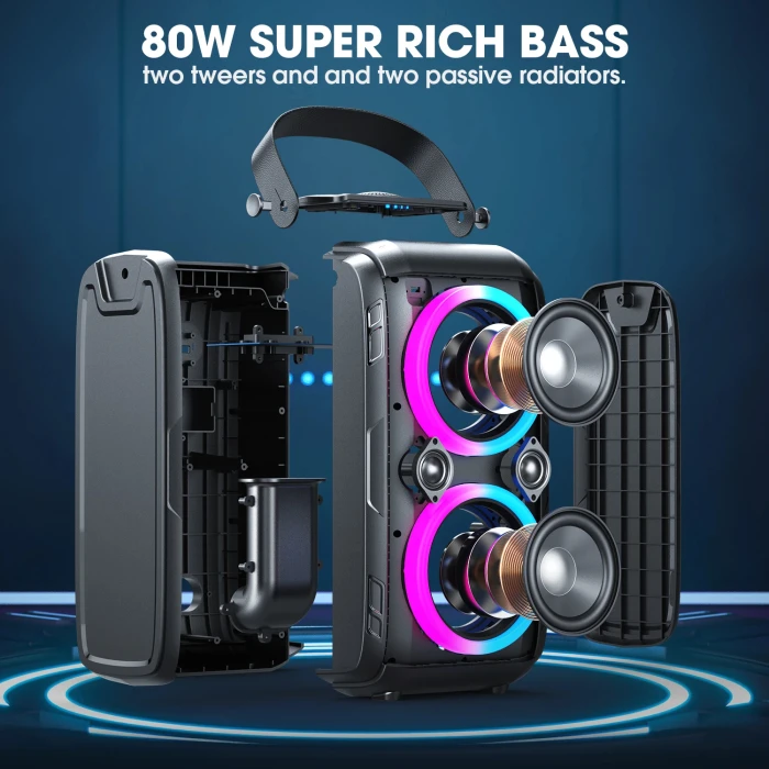 W-King Блутут парти колона T9 Black - 80W