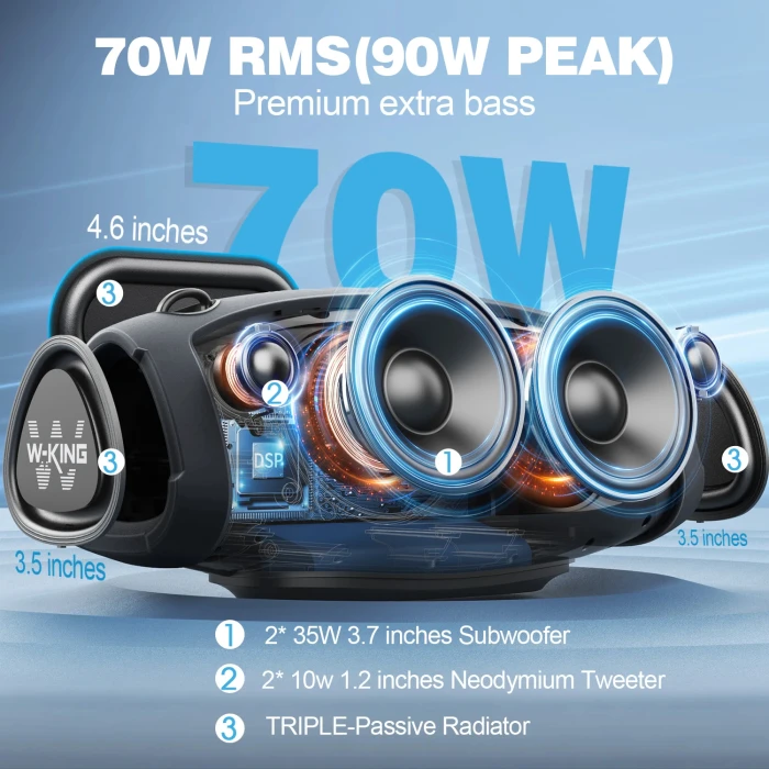 W-King Блутут колонка X10 Black- 70W