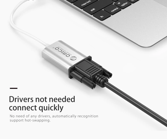 Orico адаптер Adapter - USB 3.1 Type C -> VGA F, silver - XC-102