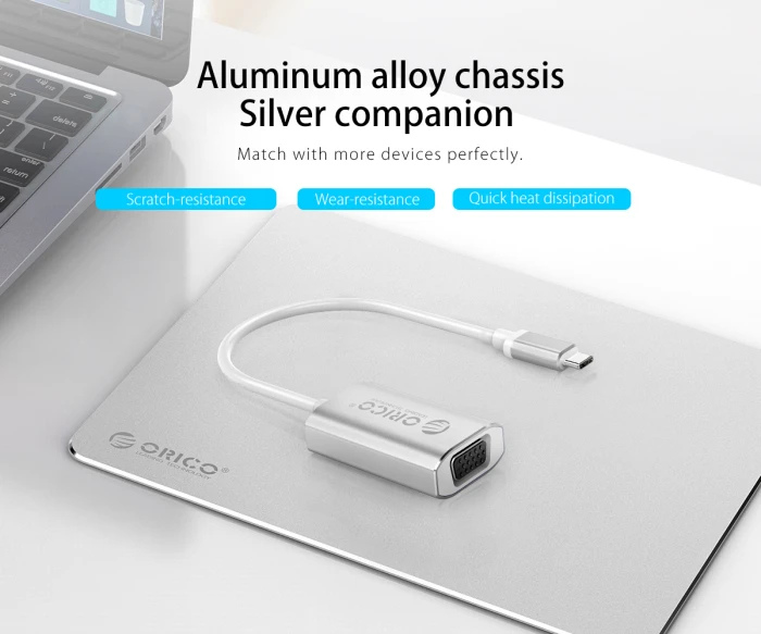 Orico адаптер Adapter - USB 3.1 Type C -> VGA F, silver - XC-102