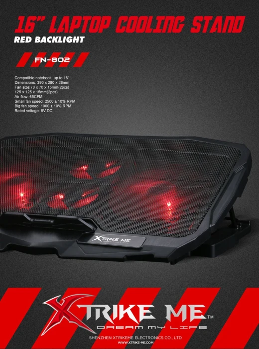 Xtrike ME охлаждане за лаптоп Notebook Cooler 16" -  FN-802 - Backlight