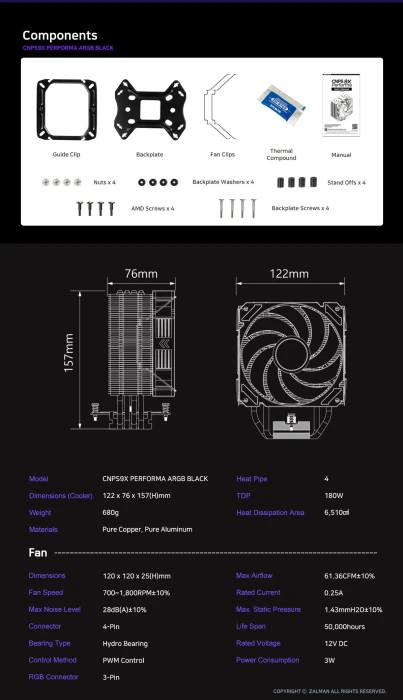 Zalman CNPS9X PERFORMA ARGB Black