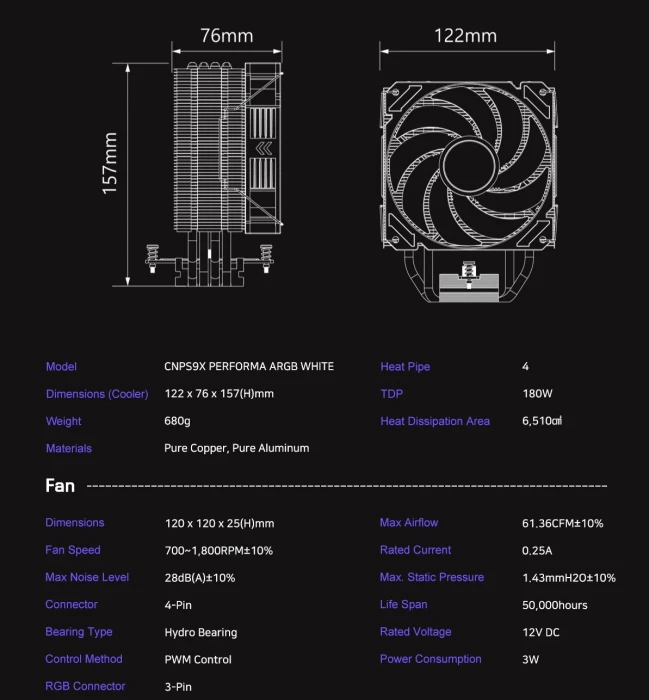 Zalman CNPS9X PERFORMA ARGB WHITE