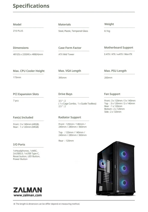 Zalman Z10 PLUS TG