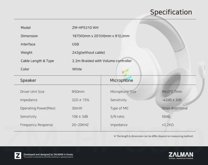 ZALMAN ZM-HPS310 - White